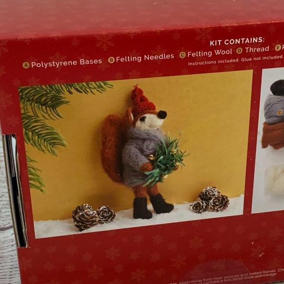 Christmas Fox Needle Felting Kit with Needles Wool Supplies Holiday Craft Decor - Picture 6 of 7
